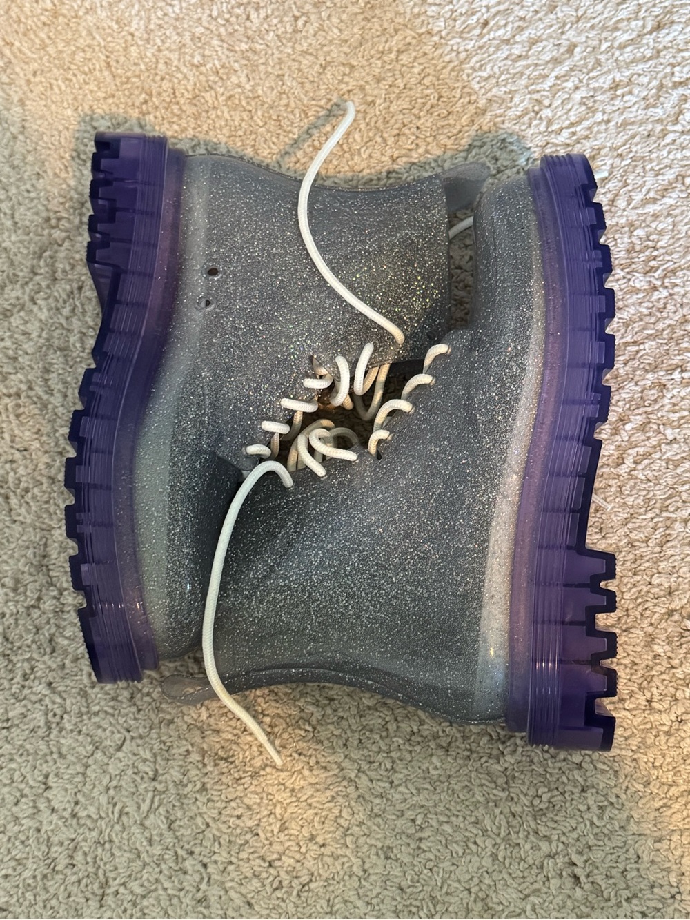 Melissa Coturno Glitter Lace-Up Boots Silver Purple US 7 - NWOT - Picture 8 of 10